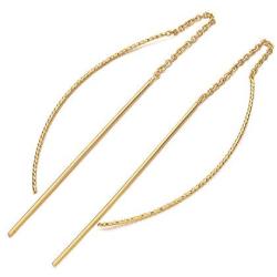 Cruved Threader Earrings 14K Gold Plated Lightweight Drop Dangle Tassel Threader Earrings for Women Simple Fahsionable Jewelry Gifts for Girls