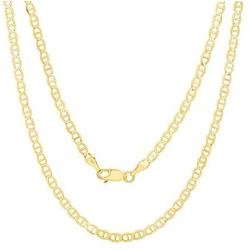 Nuragold 10k Yellow Gold Solid 3mm Anchor Mariner Link Chain Pendant Necklace, Womens Mens Lobster Lock 16'' 18'' 20'' 22'' 24'' 26'' 28'' 30''
