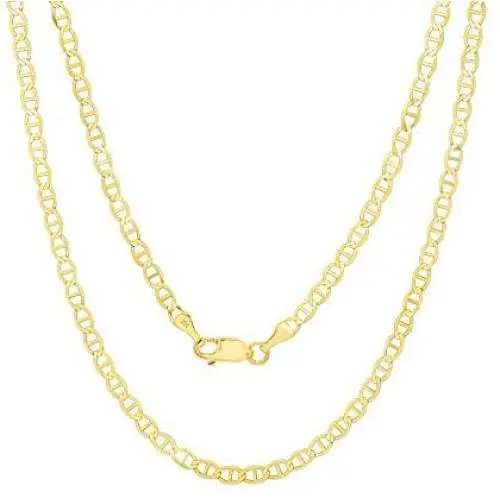 Nuragold 10k Yellow Gold Solid 3mm Anchor Mariner Link Chain Pendant Necklace, Womens Mens Lobster Lock 16'' 18'' 20'' 22'' 24'' 26'' 28'' 30'' Nuragold 10k Yellow Gold Solid 3mm Anchor Mariner Link Chain Pendant Necklace, Womens Mens Lobster Lock 16'' 18'' 20'' 22'' 24'' 26'' 28'' 30''