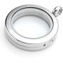 Jovivi 25/30mm Living Floating Memory Locket Necklace - 316 Surgical Stainless Steel Round Crystals Magnetic Closure