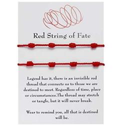 beemean 7 Knots Red Bracelet Good Luck Protection Bracelet Amulet for Protection Gift for Women Men Boys Girls Couples