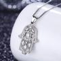 Hamsa Hand Necklace for Women Girls,S925 Sterling Silver Fatima Hand Pendant Necklace Vintage Fatima Evil Eye Pendant Jewelry,Sacred Lotus Charm Jewelry Gift Womens Path of Symbols Friendship