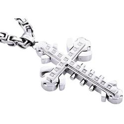 Mens Blackjack Stainless Steel Cross Pendant