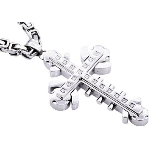 Mens Blackjack Stainless Steel Cross Pendant