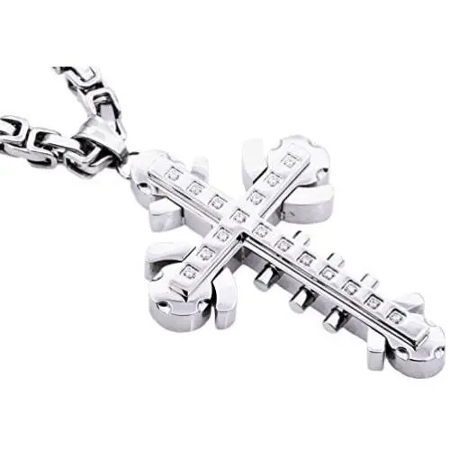 Mens Blackjack Stainless Steel Cross Pendant Mens Blackjack Stainless Steel Cross Pendant