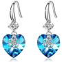 Swarovski Crystal Hollow Heart Drop Dangle Earrings for Women Fashion 14K Gold Plated Hypoallergenic Jewelry