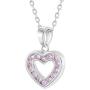925 Sterling Silver CZ Small Open Heart Pendant Necklace for Girls 16''