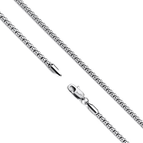 AmyRT Jewelry 2.5mm Womens Mens Titanium Steel Rolo Cable Wheat Chain Link Necklace 16 to 30 Inch