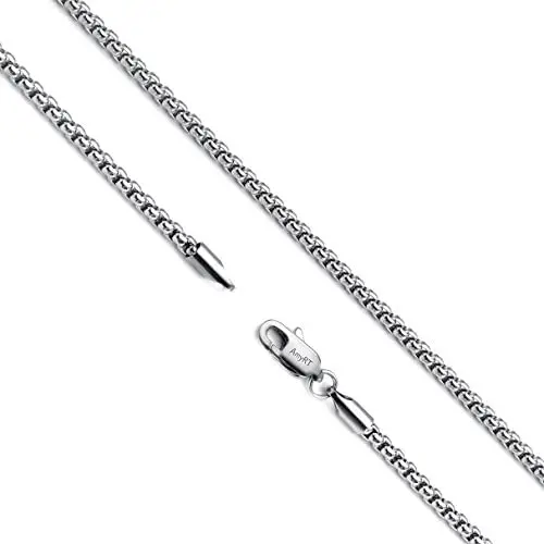 AmyRT Jewelry 2.5mm Womens Mens Titanium Steel Rolo Cable Wheat Chain Link Necklace 16 to 30 Inch