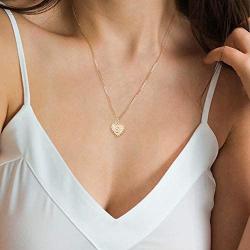 IEFSHINY Heart Initial Necklace for Women Girls- 14K Gold Filled Cute Monogram Necklace Dainty Heart Pendant Initial Alphabet Letter A to Z Necklace for Women Kids Child