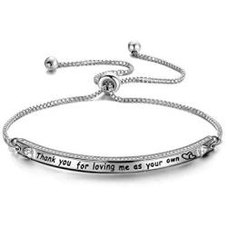 Zuo Bao Stepmother Gifts Stepmom Bracelet Thank You for Loving Me As Your Own Adjustable Charm Bracelet Mother in Law Gift