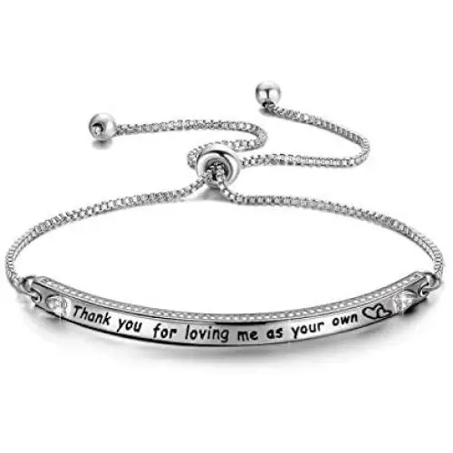 Zuo Bao Stepmother Gifts Stepmom Bracelet Thank You for Loving Me As Your Own Adjustable Charm Bracelet Mother in Law Gift