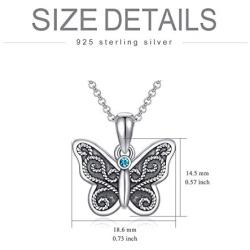 ROMANTIC WORK Filigree Butterfly Cremation Urn Necklace for Human/Pet Ashes Sterling Silver with Cubic Zirconia Animal Pendant Memory Jewelry for Women Mother Nana Daughter, Engraved-Always with Me