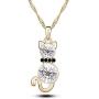 Comelyjewel Premium Quality 4 Pcs Fashion Zircon Crystal Cat Necklace Animal Earrings Jewelry Set Silver blue