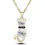 Comelyjewel Premium Quality 4 Pcs Fashion Zircon Crystal Cat Necklace Animal Earrings Jewelry Set Silver blue