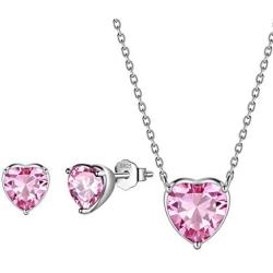 Aurora Tears 925 Sterling Silver 12 Birthstone Hearts Jewelry Women Crystal Wedding/Engagement/Bridal Heart Necklace/Earring/Ring/Bracelet Sets Jewellery