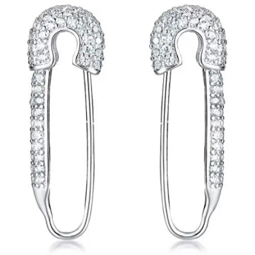 Gold Plated Stainless Steel Stylish Cartilage Earrings Punk Goth Safety Pin Earrings for Women Girl
