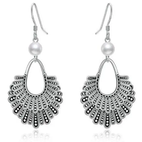 SISGEM RBG Dissent Collar Earrings with Pearl,S925 Sterling Silver Ruth Bader Ginsburg Drop Dangle Earrings Jewelry Gifts for Women Girls Ruth RBG SISGEM RBG Dissent Collar Earrings with Pearl,S925 Sterling Silver Ruth Bader Ginsburg Drop Dangle Earrings Jewelry Gifts for Women Girls Ruth RBG