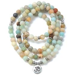 GVUSMIL 8mm 108 Mala Beads Wrap Bracelet Necklace for Yoga Charm Bracelet Natural Gemstone Jewelry for Women Men