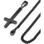 Besteel Jewelry Stainless Steel Inverted Cross Necklace for Women Men 24 Inch Chain 3 Color Available