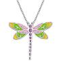 S925 Sterling Silver Dragonfly Colourful Dainty Pendant Necklace for Women Teen Girl
