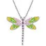 S925 Sterling Silver Dragonfly Colourful Dainty Pendant Necklace for Women Teen Girl