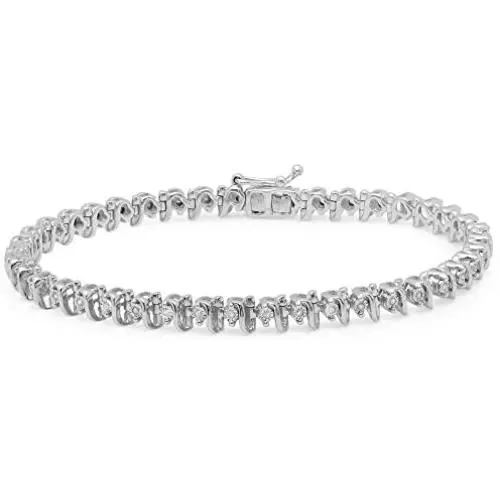 Dazzlingrock Collection 0.31 Carat (ctw) Real Round Cut White Diamond Ladies Tennis Bracelet 1/3 CT, Sterling Silver Dazzlingrock Collection 0.31 Carat (ctw) Real Round Cut White Diamond Ladies Tennis Bracelet 1/3 CT, Sterling Silver