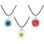JGFinds Dried Flower Necklace 3 Pack, Resin and Cowhide - Actual Flower