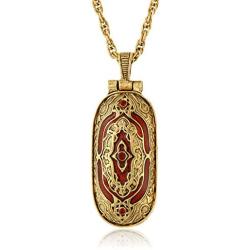 Symbols of Faith ''Inspirations'' 14k Gold-Dipped Red Swing Open Enclosed Crucifix Pendant Necklace