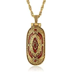 Symbols of Faith ''Inspirations'' 14k Gold-Dipped Red Swing Open Enclosed Crucifix Pendant Necklace