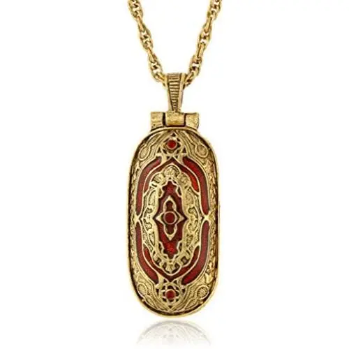 Symbols of Faith ''Inspirations'' 14k Gold-Dipped Red Swing Open Enclosed Crucifix Pendant Necklace