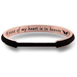 WUSUANED Memorial Jewelry A Piece of My Heart is in Heaven Hair Tie Grooved Cuff Bangle Bracelet in Memory of Loved One Sympathy Gift