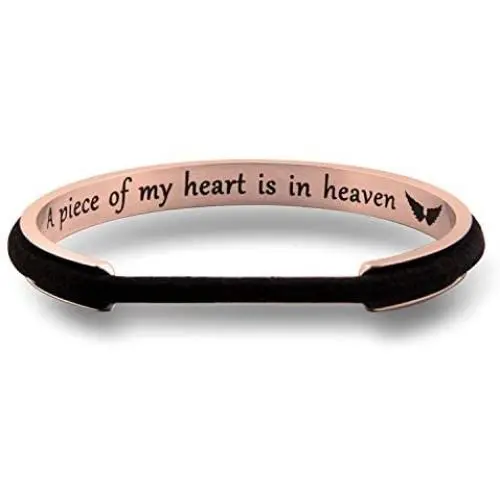 WUSUANED Memorial Jewelry A Piece of My Heart is in Heaven Hair Tie Grooved Cuff Bangle Bracelet in Memory of Loved One Sympathy Gift WUSUANED Memorial Jewelry A Piece of My Heart is in Heaven Hair Tie Grooved Cuff Bangle Bracelet in Memory of Loved One Sympathy Gift