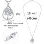 Tree of Life Necklace Sterling Silver, Teardrop Family Tree Pendant Charm with 18 Inch Chain, Celtic Knot Tree of Life Jewelry Necklace for Women,Birthday Gifts for Mom with Fine Jewelry Gift Box