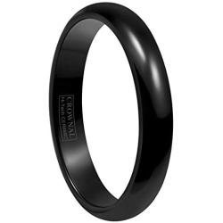 Crownal 2mm/4mm/6mm/8mm Black Ceramic Wedding Band Ring Men Women Couple Plain Dome High Polished Comfort Fit Size 3.5 To 16