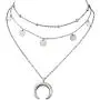 Wowanoo Layered Chain Choker Necklace Moon Rhinestone Pendant Chain Jewelry for Girls Women Wowanoo Layered Chain Choker Necklace Moon Rhinestone Pendant Chain Jewelry for Girls Women