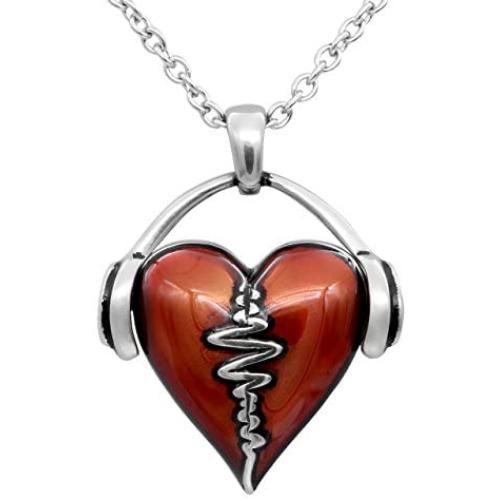 Controse HeartBeat Heart Necklace with Pendant (17'' - 19'' Adjustable Stainless Steel Chain)