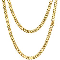 PROSTEEL Stainless Steel Cuban Chain Necklace, Silver/Gold/Black Tone, Nickel-Free, Hypoallergenic Necklace, W: 4.8mm-14mm, L: 14inch-30inch, Come Gift Box