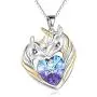POPKIMI Sterling Silver Unicorn Necklace Heart Crystal Unicorn Pendant Jewelry Birthday Gifts for Girls Women (Purple) POPKIMI Sterling Silver Unicorn Necklace Heart Crystal Unicorn Pendant Jewelry Birthday Gifts for Girls Women (Purple)