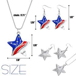 Flag Headband American USA Flag Star Pendant Necklace Independence Day Earrings Set