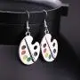 Fashion Design Paint Brush And Colorful Paint Palette Drop Earrings Artist Painter Jewelry Fashion Design Paint Brush And Colorful Paint Palette Drop Earrings Artist Painter Jewelry