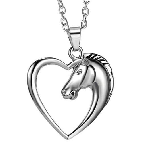 Heart Pendant Necklace by Luvalti - Horse Heart Jewelry - Family and Friends Jewelry Gift