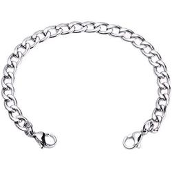 linnalove-Stainless Steel Figaro Chain lnterchangeable Medical Alert Bracelets - (Just Chain)