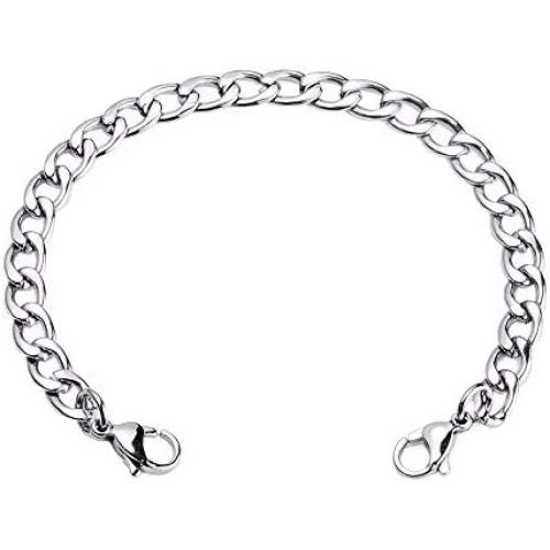 linnalove-Stainless Steel Figaro Chain lnterchangeable Medical Alert Bracelets - (Just Chain)
