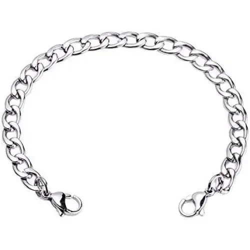 linnalove-Stainless Steel Figaro Chain lnterchangeable Medical Alert Bracelets - (Just Chain)