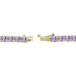 Sterling Silver 4mm Round-Cut Genuine, Created or Simulated Gemstone Tennis Bracelet