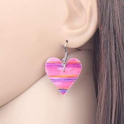 WEVENI Acrylic Valentines Day Blue Red Heart Earrings Dangle Drop Fashion Jewelry For Women Girls Charm Gift