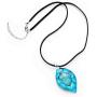 SUVANI Hand Blown Glass Jewelry Sea Turtle Ocean Blue Marquise Shape Pendant Necklace 18''-20''
