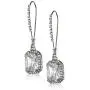 ''Cz Ears'' Crystal Cubic Zirconia Square Long Drop Earrings ''Cz Ears'' Crystal Cubic Zirconia Square Long Drop Earrings