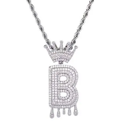 HECHUANG Initial Letter Pendant Necklace Women Simulated Diamond Name Chain Necklace Gold Silver Rope Chain HECHUANG Initial Letter Pendant Necklace Women Simulated Diamond Name Chain Necklace Gold Silver Rope Chain